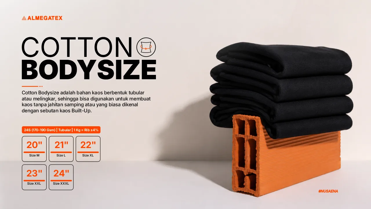Cotton Bodysize Hitam Pekat: Bahan Kaos Built-Up Tanpa Jahitan Samping