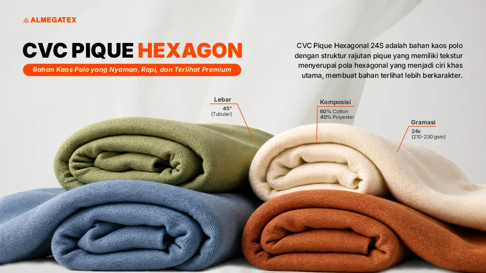 CVC Pique Hexagonal 24S: Bahan Kaos Polo yang Nyaman, Rapi, dan Terlihat Premium
