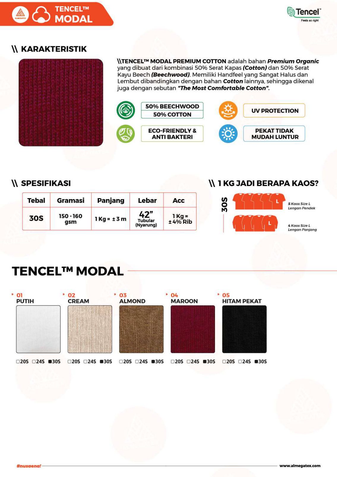 Katalog warna TENCEL Modal Premium Cotton Almegatex halaman 5