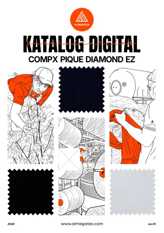 Cover katalog warna Compx Pique Diamond EZ Almegatex - toko bahan kaos