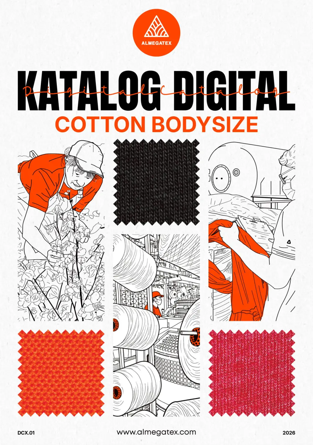Cover katalog warna Cotton Bodysize Almegatex - toko bahan kaos