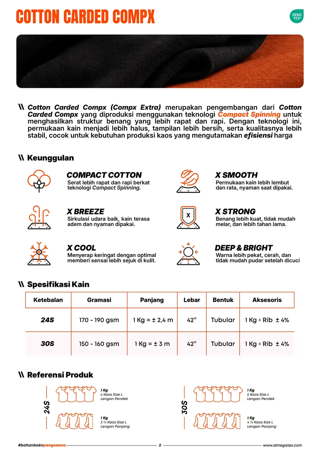 Spesifikasi Cotton Carded Compx Almegatex
