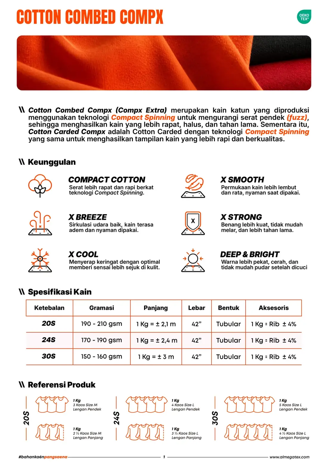 Spesifikasi Cotton Combed Compx Almegatex