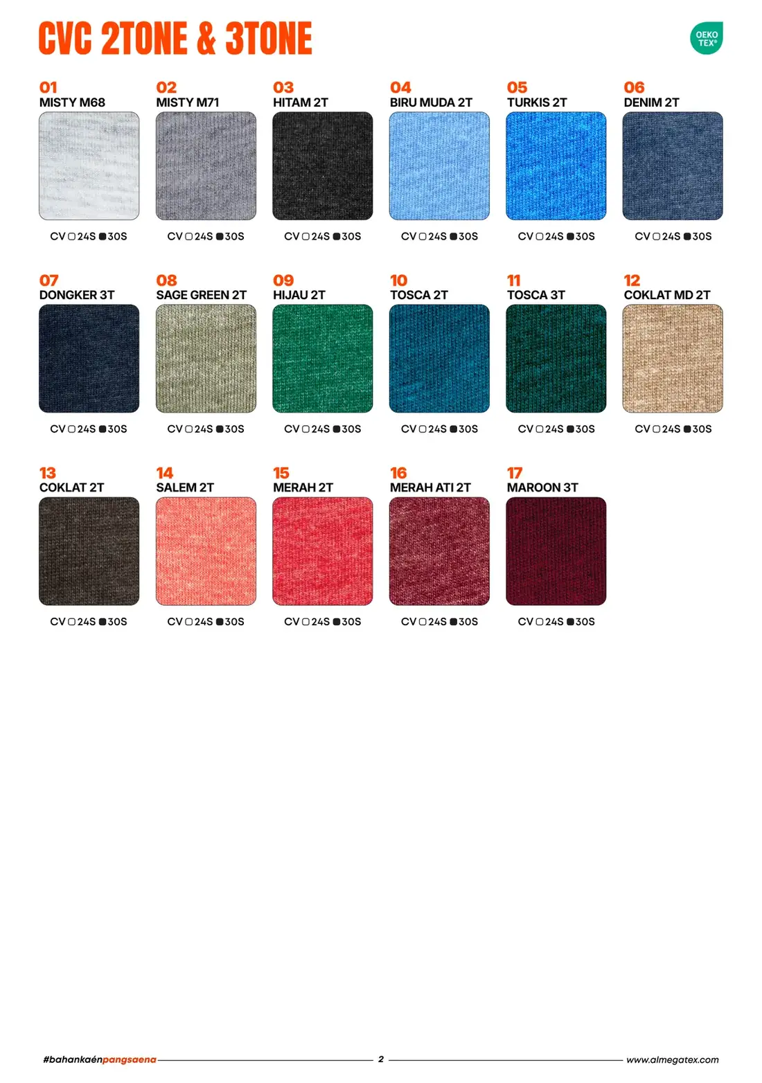 Katalog warna CVC 2Tone & 3Tone Almegatex