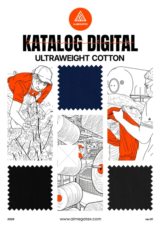 Cover katalog warna Ultraweight Cotton Almegatex - toko bahan kaos