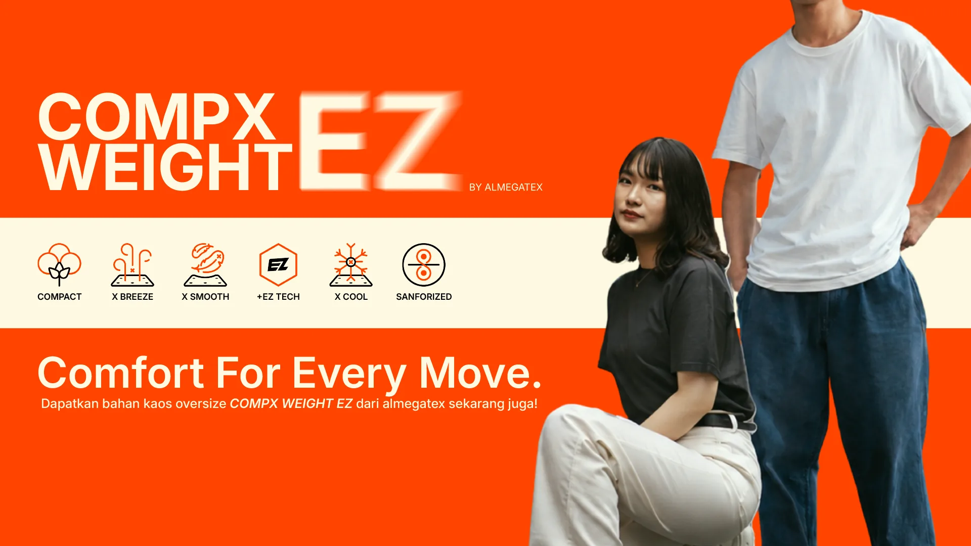 CompX Weight EZ Almegatex bahan kaos oversize premium untuk brand apparel
